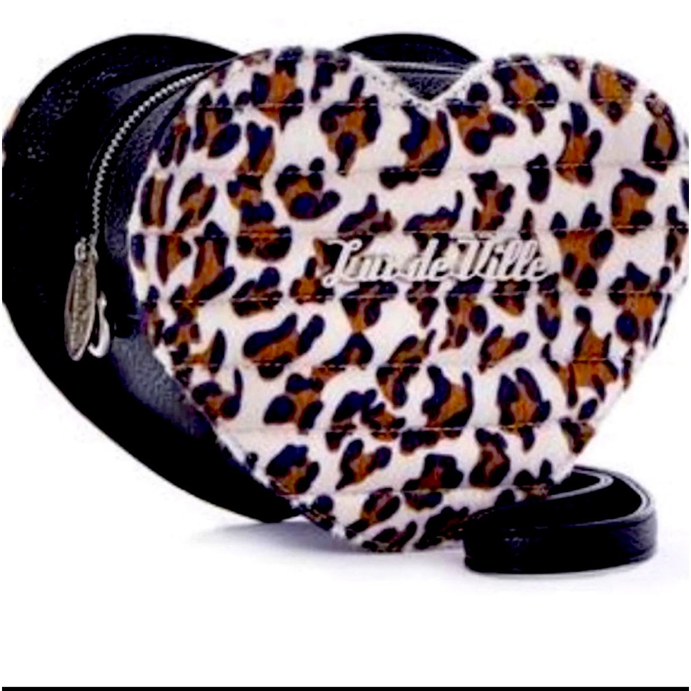 Lux de Ville Heart Crossbody Bag in Leopard Print and Black